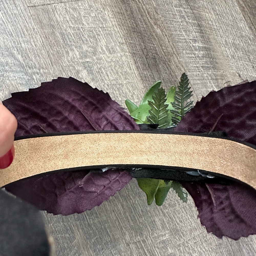 Handmade Designer Fascinator Headband Black Green Purple Thistle Artichoke Bow - Picture 7 of 16
